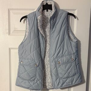 Women's Quilted Reversible Vest in Light Blue